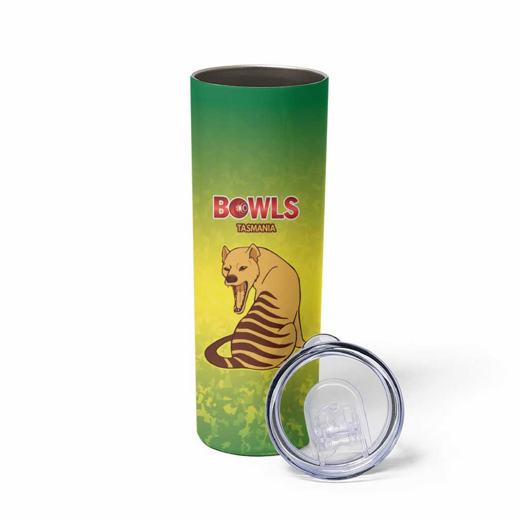 Australian Tasmania Lawn Bowls Custom Skinny Tumbler Aussie Minimalist Style - Aussie Hoodie