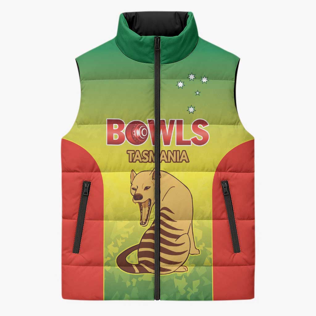 Australian Tasmania Lawn Bowls Custom Sleeveless Puffer Jacket Aussie Minimalist Style - Aussie Hoodie