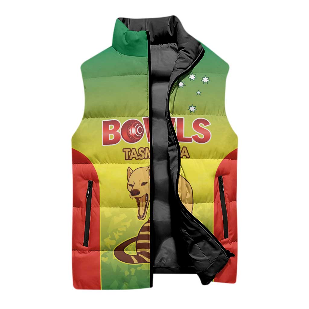 Australian Tasmania Lawn Bowls Custom Sleeveless Puffer Jacket Aussie Minimalist Style - Aussie Hoodie