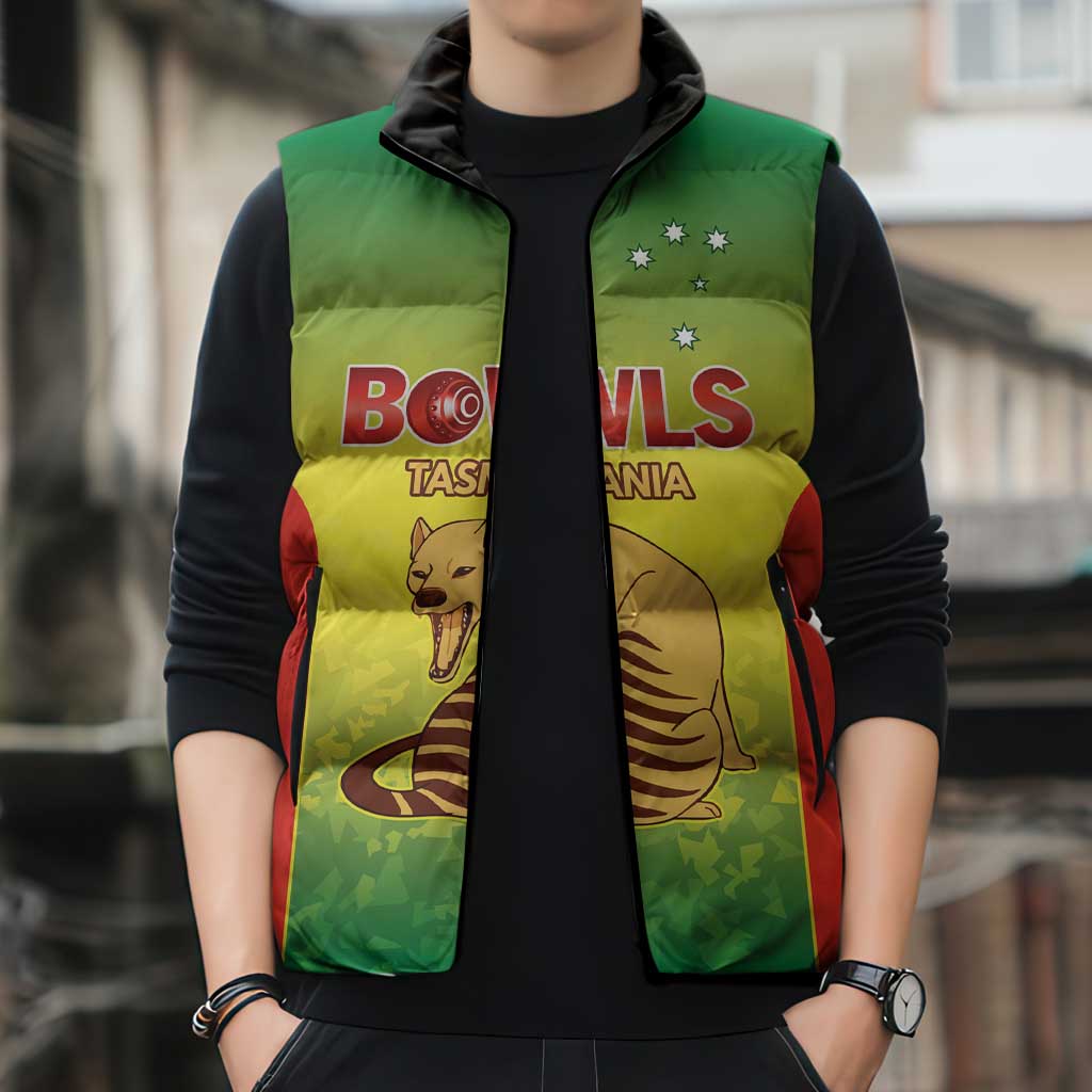 Australian Tasmania Lawn Bowls Custom Sleeveless Puffer Jacket Aussie Minimalist Style - Aussie Hoodie