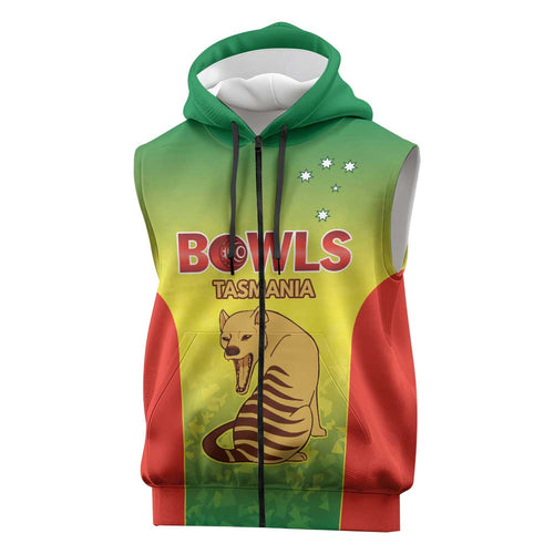 Australian Tasmania Lawn Bowls Custom Sleeveless Zip Hoodie Aussie Minimalist Style LT9