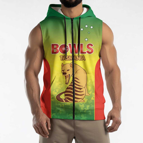 Australian Tasmania Lawn Bowls Custom Sleeveless Zip Hoodie Aussie Minimalist Style LT9