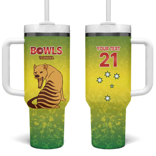Australian Tasmania Lawn Bowls Custom Tumbler With Handle Aussie Minimalist Style - Aussie Hoodie