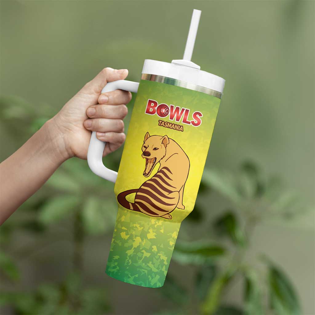 Australian Tasmania Lawn Bowls Custom Tumbler With Handle Aussie Minimalist Style - Aussie Hoodie