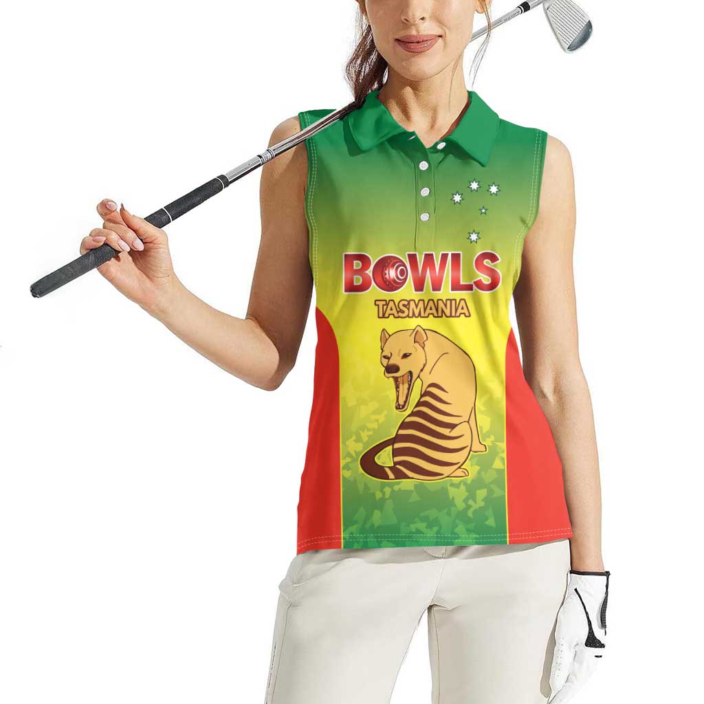 Australian Tasmania Lawn Bowls Custom Women Sleeveless Polo Shirt Aussie Minimalist Style - Aussie Hoodie