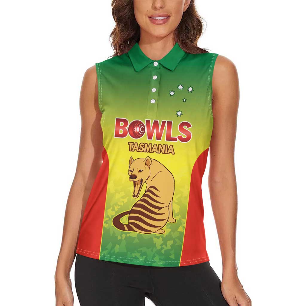 Australian Tasmania Lawn Bowls Custom Women Sleeveless Polo Shirt Aussie Minimalist Style - Aussie Hoodie
