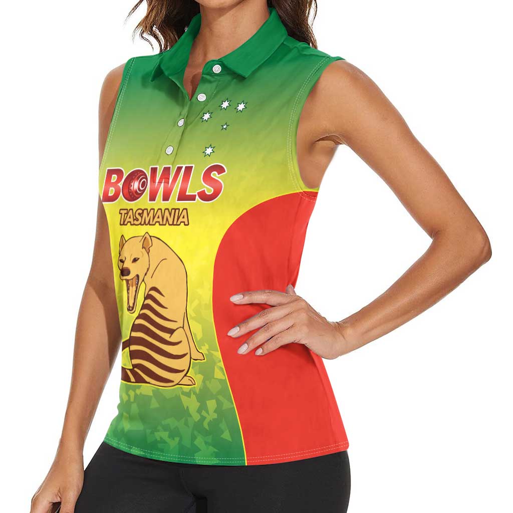 Australian Tasmania Lawn Bowls Custom Women Sleeveless Polo Shirt Aussie Minimalist Style - Aussie Hoodie