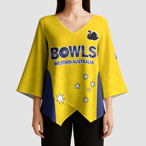 Western Australia Lawn Bowls Custom Kimono Sleeve Blouse Aussie Minimalist Style - Aussie Hoodie