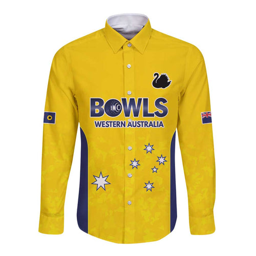 Western Australia Lawn Bowls Custom Long Sleeve Button Shirt Aussie Minimalist Style - Aussie Hoodie