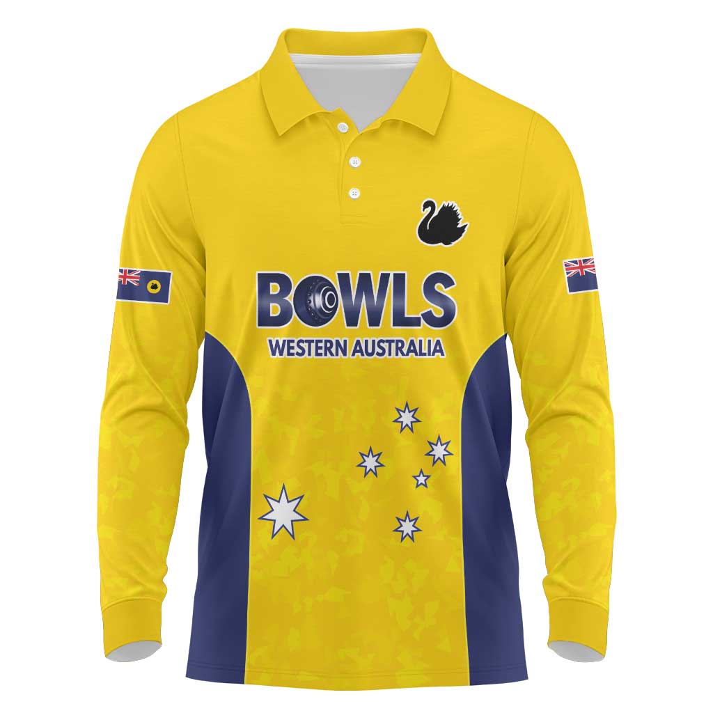 Western Australia Lawn Bowls Custom Long Sleeve Polo Shirt Aussie Minimalist Style - Aussie Hoodie
