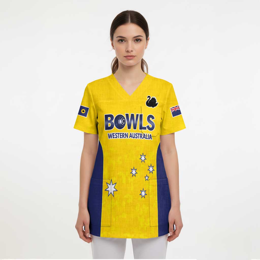 Western Australia Lawn Bowls Custom Scrub Top Aussie Minimalist Style - Aussie Hoodie