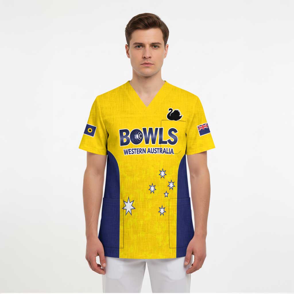 Western Australia Lawn Bowls Custom Scrub Top Aussie Minimalist Style - Aussie Hoodie