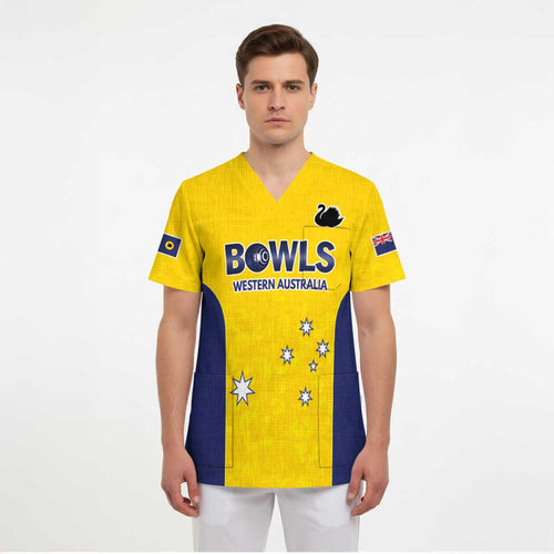 Western Australia Lawn Bowls Custom Scrub Top Aussie Minimalist Style - Aussie Hoodie