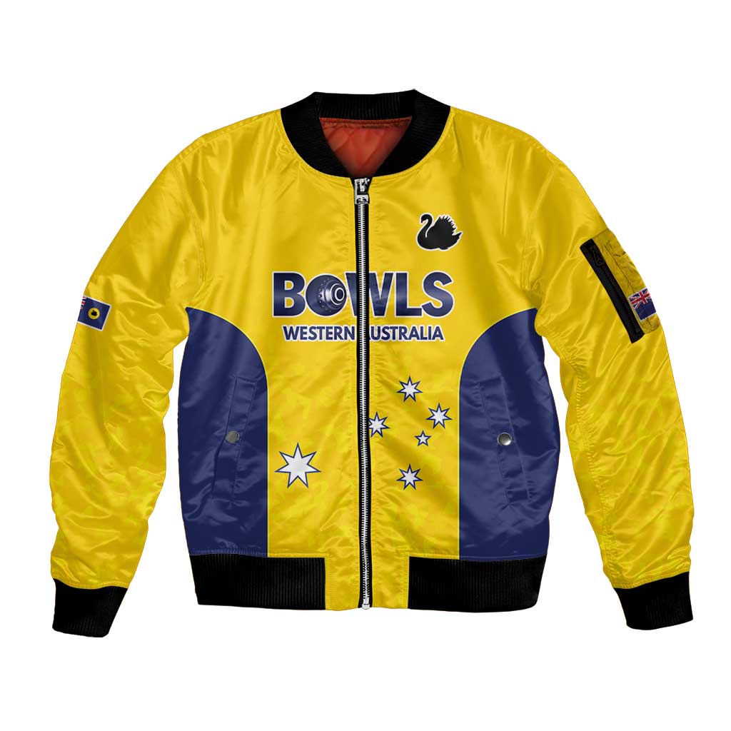 Western Australia Lawn Bowls Custom Sleeve Zip Bomber Jacket Aussie Minimalist Style - Aussie Hoodie