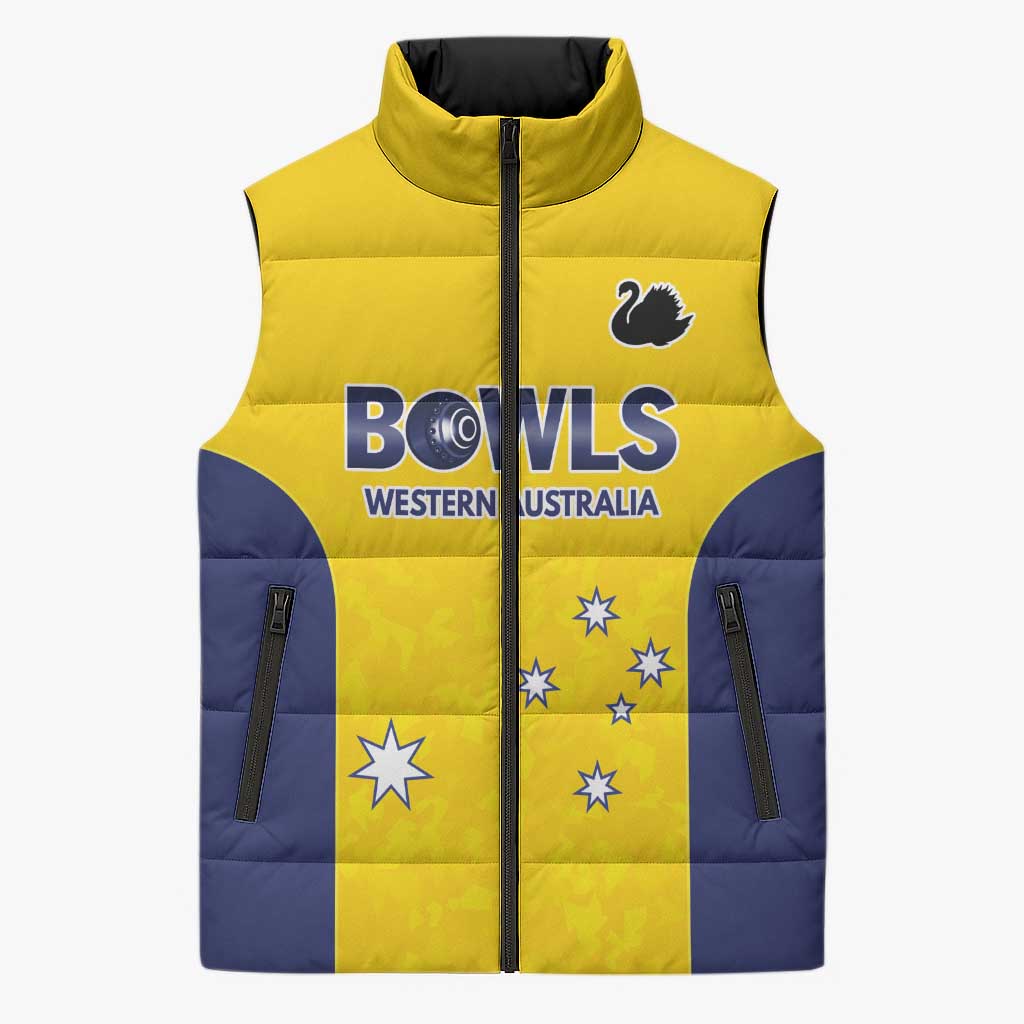 Western Australia Lawn Bowls Custom Sleeveless Puffer Jacket Aussie Minimalist Style - Aussie Hoodie