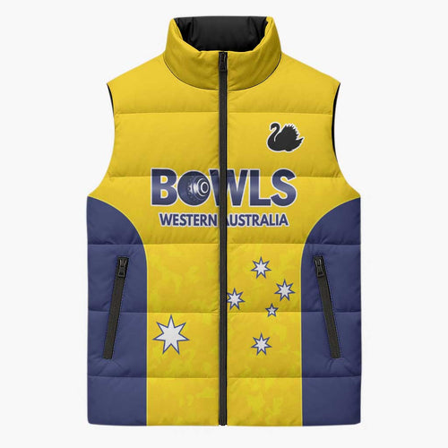 Western Australia Lawn Bowls Custom Sleeveless Puffer Jacket Aussie Minimalist Style - Aussie Hoodie