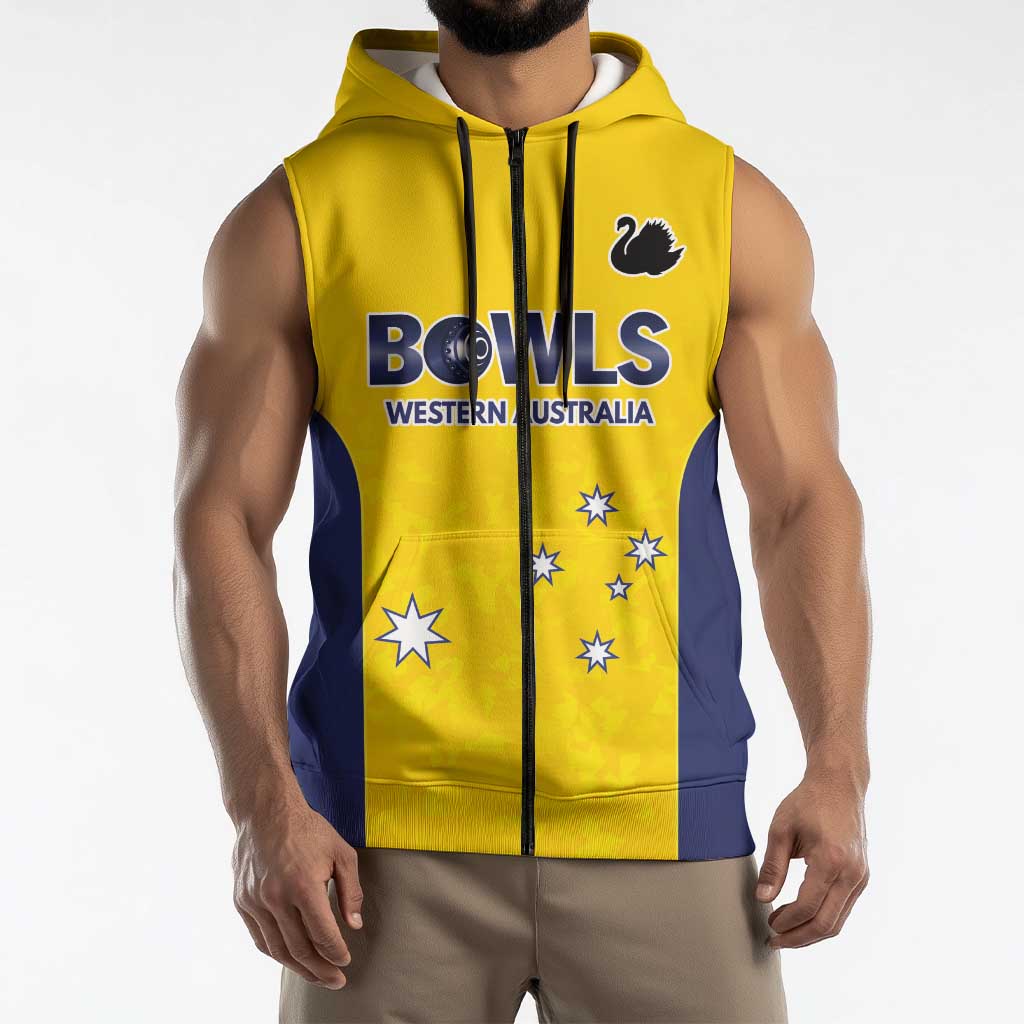 Western Australia Lawn Bowls Custom Sleeveless Zip Hoodie Aussie Minimalist Style LT9