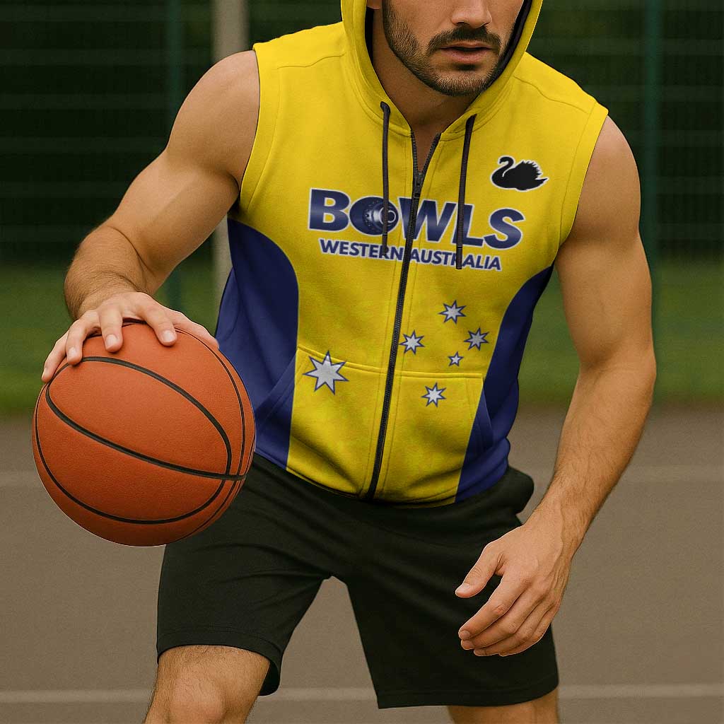 Western Australia Lawn Bowls Custom Sleeveless Zip Hoodie Aussie Minimalist Style LT9
