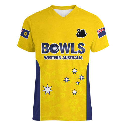 Western Australia Lawn Bowls Custom Women V-Neck T-Shirt Aussie Minimalist Style - Aussie Hoodie