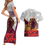 Broncos Rugby ANZAC Day 2024 Couples Matching Short Sleeve Bodycon Dress and Hawaiian Shirt Camouflage Style