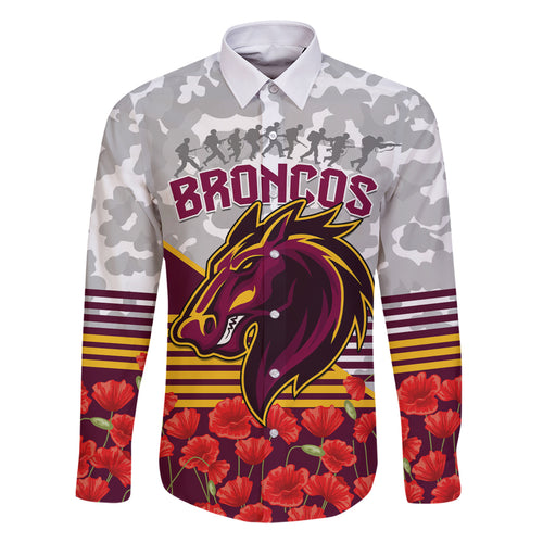 Broncos Rugby ANZAC Day 2024 Family Matching Mermaid Dress and Hawaiian Shirt Camouflage Style