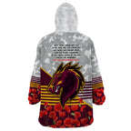 Broncos Rugby ANZAC Day 2024 Wearable Blanket Hoodie Camouflage Style