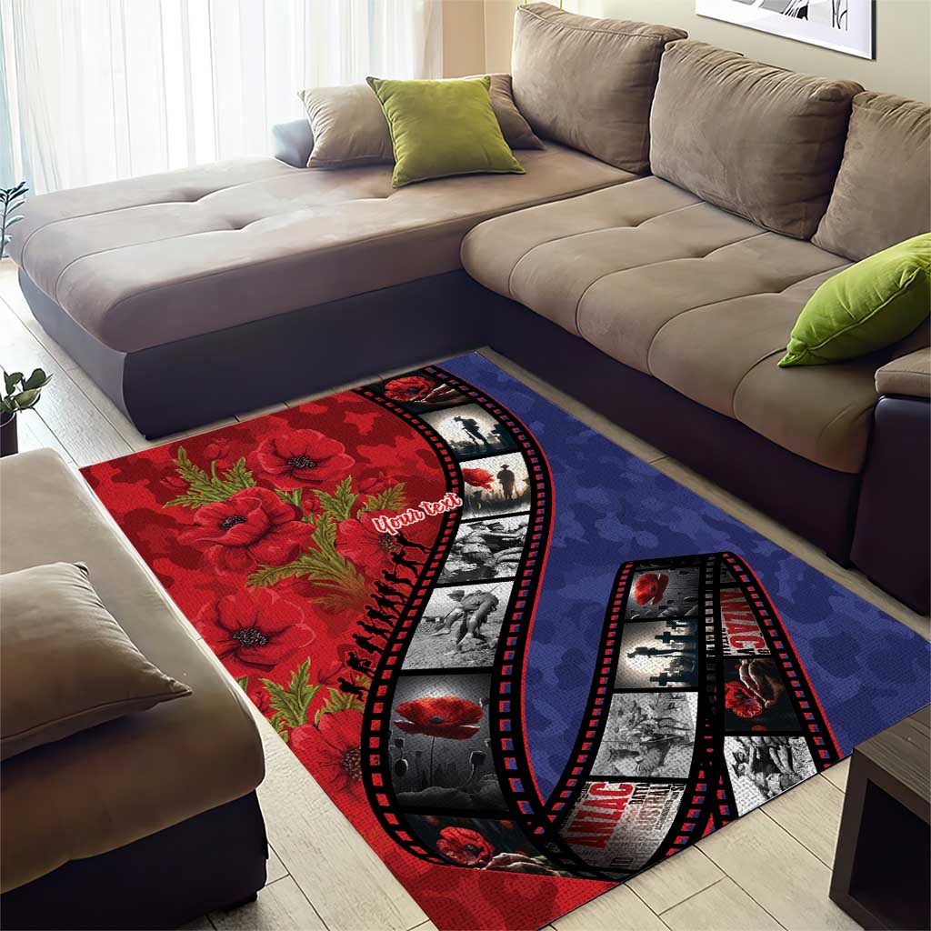Personalised ANZAC Spirit 1915-2026 Filmstrip Tribute Area Rug Lest We Forget 25 April