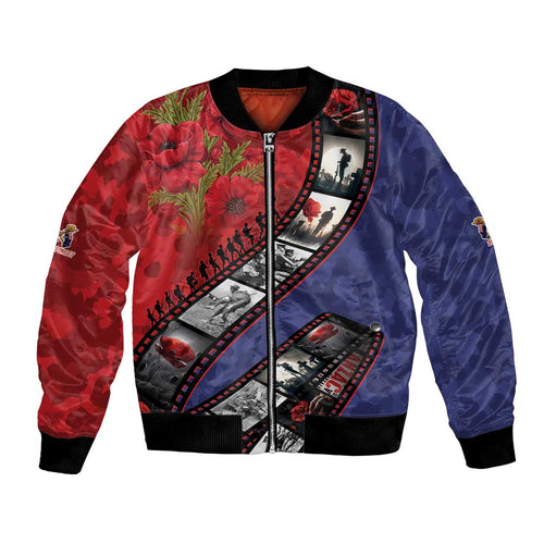Personalised ANZAC Spirit 1915-2026 Filmstrip Tribute Bomber Jacket Lest We Forget 25 April