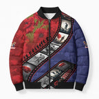 Personalised ANZAC Spirit 1915-2026 Filmstrip Tribute Bomber Puffer Jacket Lest We Forget 25 April