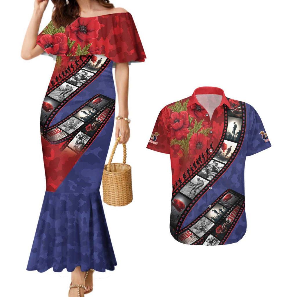 Personalised ANZAC Spirit 1915-2026 Filmstrip Tribute Couples Matching Mermaid Dress and Hawaiian Shirt Lest We Forget 25 April