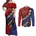 Personalised ANZAC Spirit 1915-2026 Filmstrip Tribute Couples Matching Off Shoulder Maxi Dress and Long Sleeve Button Shirt Lest We Forget 25 April