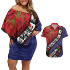Personalised ANZAC Spirit 1915-2026 Filmstrip Tribute Couples Matching Off Shoulder Short Dress and Hawaiian Shirt Lest We Forget 25 April