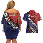 Personalised ANZAC Spirit 1915-2026 Filmstrip Tribute Couples Matching Off Shoulder Short Dress and Hawaiian Shirt Lest We Forget 25 April