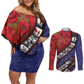 Personalised ANZAC Spirit 1915-2026 Filmstrip Tribute Couples Matching Off Shoulder Short Dress and Long Sleeve Button Shirt Lest We Forget 25 April