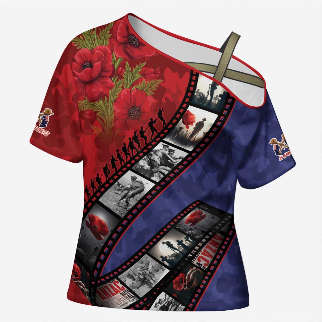 Personalised ANZAC Spirit 1915-2026 Filmstrip Tribute Cross Shoulder Shirt Lest We Forget 25 April