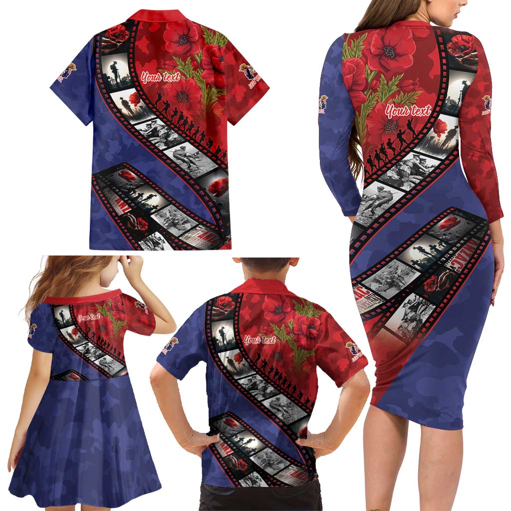 Personalised ANZAC Spirit 1915-2026 Filmstrip Tribute Family Matching Long Sleeve Bodycon Dress and Hawaiian Shirt Lest We Forget 25 April