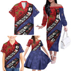 Personalised ANZAC Spirit 1915-2026 Filmstrip Tribute Family Matching Off The Shoulder Long Sleeve Dress and Hawaiian Shirt Lest We Forget 25 April