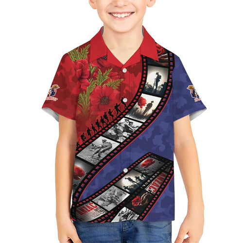 Personalised ANZAC Spirit 1915-2026 Filmstrip Tribute Family Matching Off Shoulder Short Dress and Hawaiian Shirt Lest We Forget 25 April