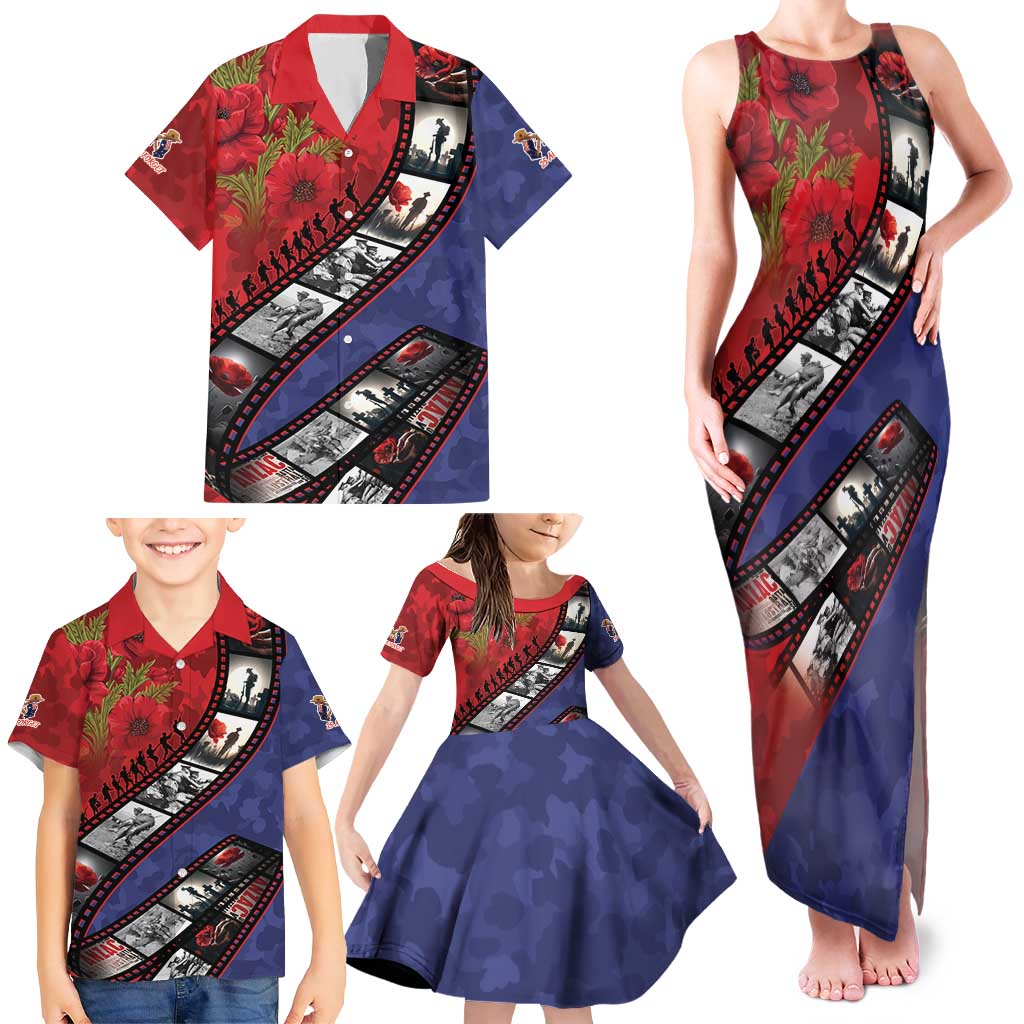 Personalised ANZAC Spirit 1915-2026 Filmstrip Tribute Family Matching Tank Maxi Dress and Hawaiian Shirt Lest We Forget 25 April