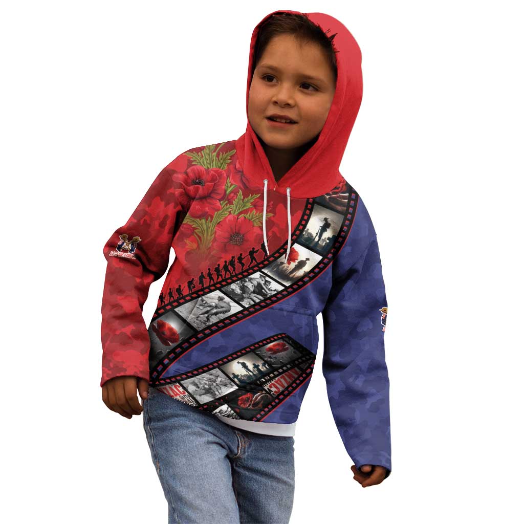Personalised ANZAC Spirit 1915-2026 Filmstrip Tribute Kid Hoodie Lest We Forget 25 April
