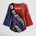 Personalised ANZAC Spirit 1915-2026 Filmstrip Tribute Kimono Sleeve Blouse Lest We Forget 25 April