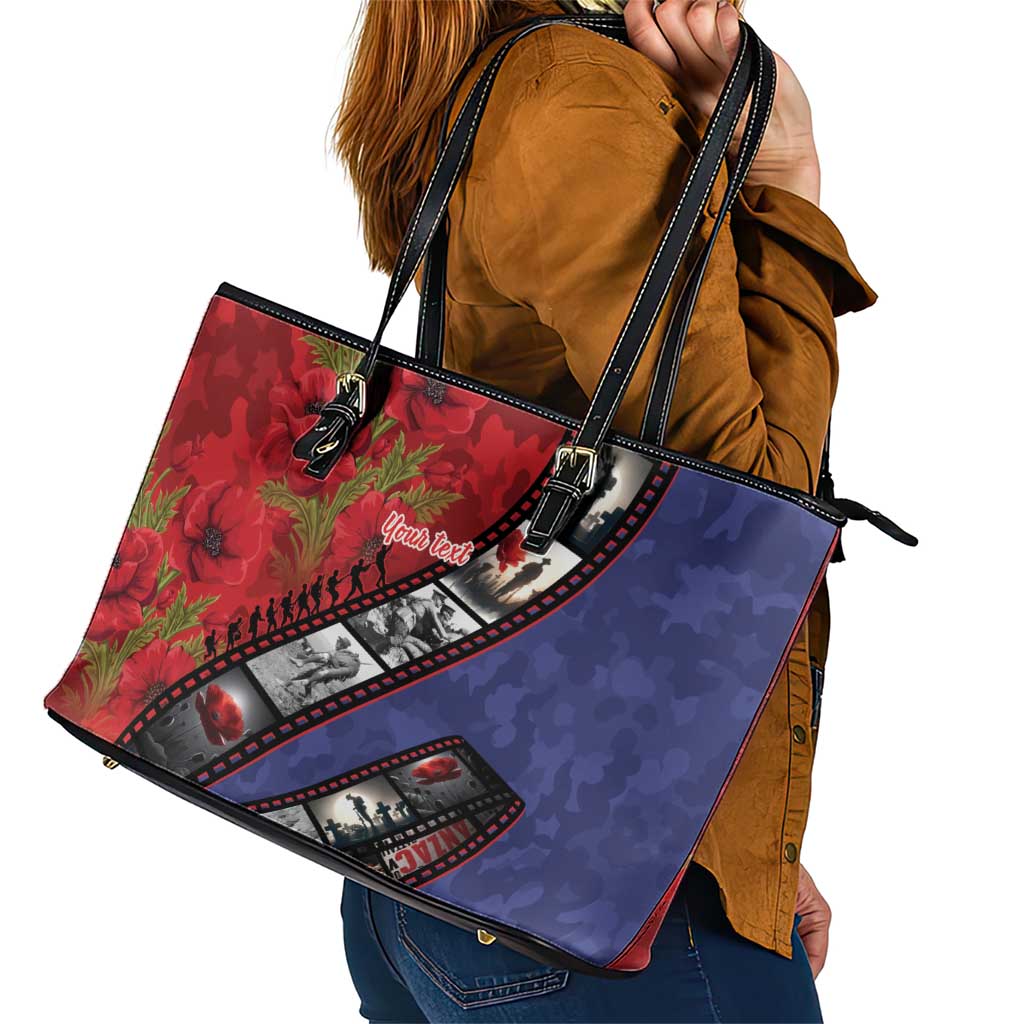 Personalised ANZAC Spirit 1915-2026 Filmstrip Tribute Leather Tote Bag Lest We Forget 25 April