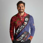 Personalised ANZAC Spirit 1915-2026 Filmstrip Tribute Long Sleeve Polo Shirt Lest We Forget 25 April