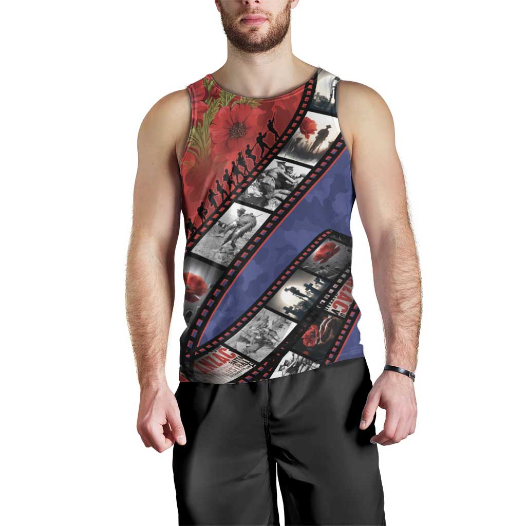 Personalised ANZAC Spirit 1915-2026 Filmstrip Tribute Men Tank Top Lest We Forget 25 April
