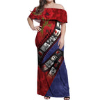 Personalised ANZAC Spirit 1915-2026 Filmstrip Tribute Off Shoulder Maxi Dress Lest We Forget 25 April
