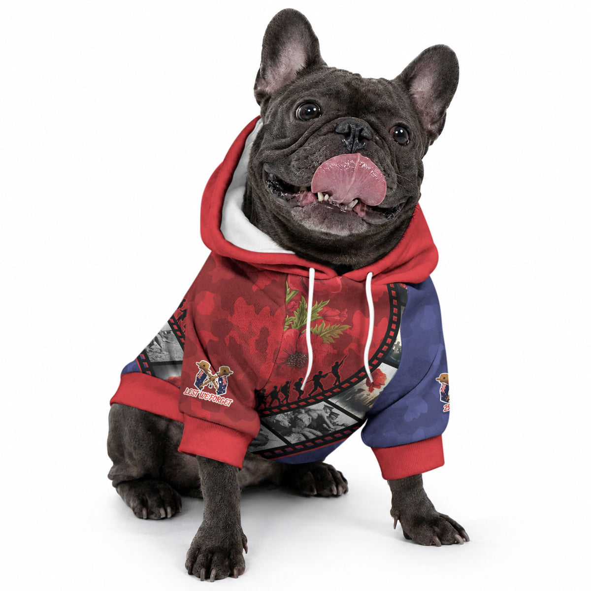 Personalised ANZAC Spirit 1915-2026 Filmstrip Tribute Pet Hoodie Lest We Forget 25 April