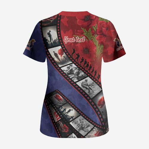 Personalised ANZAC Spirit 1915-2026 Filmstrip Tribute Scrub Top Lest We Forget 25 April