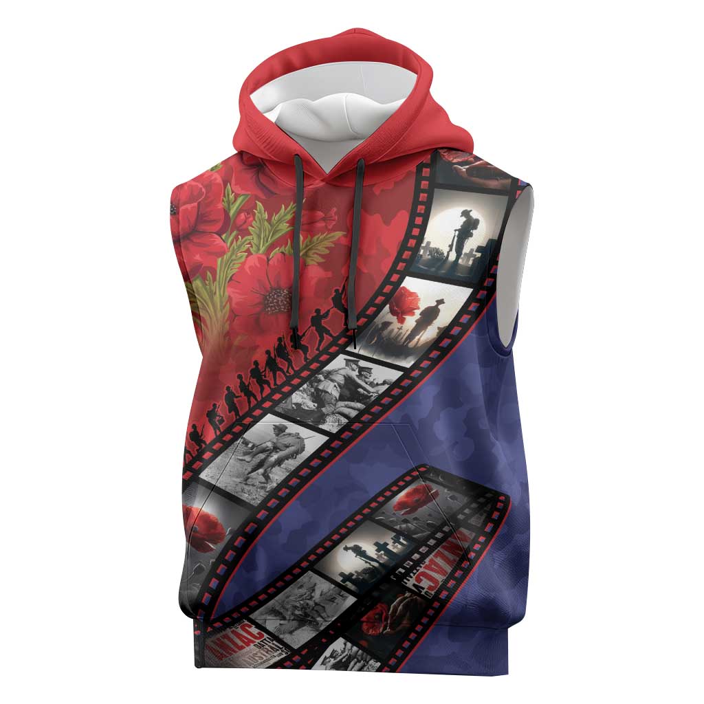 Personalised ANZAC Spirit 1915-2026 Filmstrip Tribute Sleeveless Hoodie Lest We Forget 25 April