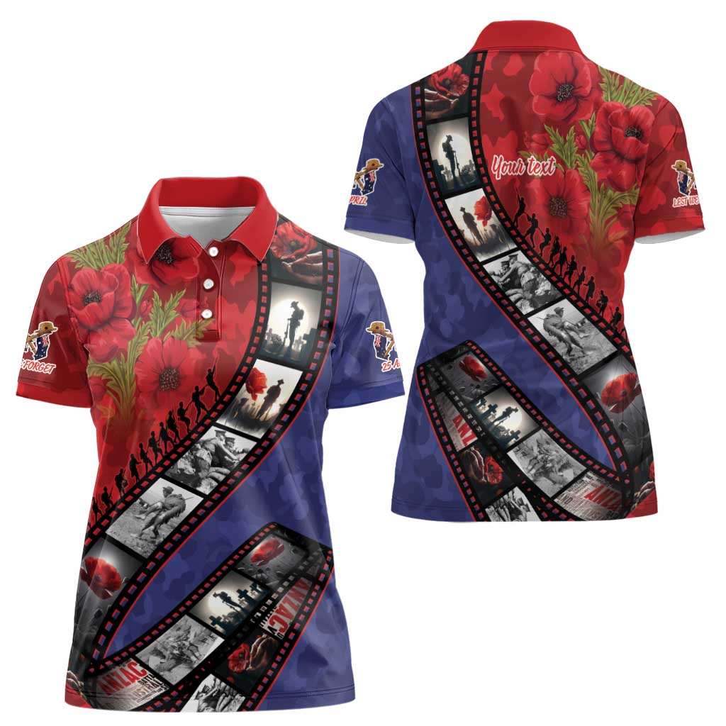 Personalised ANZAC Spirit 1915-2026 Filmstrip Tribute Women Polo Shirt Lest We Forget 25 April