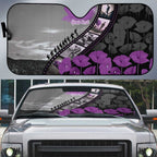 Personalised Remembering ANZAC Lest We Forget Auto Sun Shade Vintage Film Frame Memorial Purple Poppy